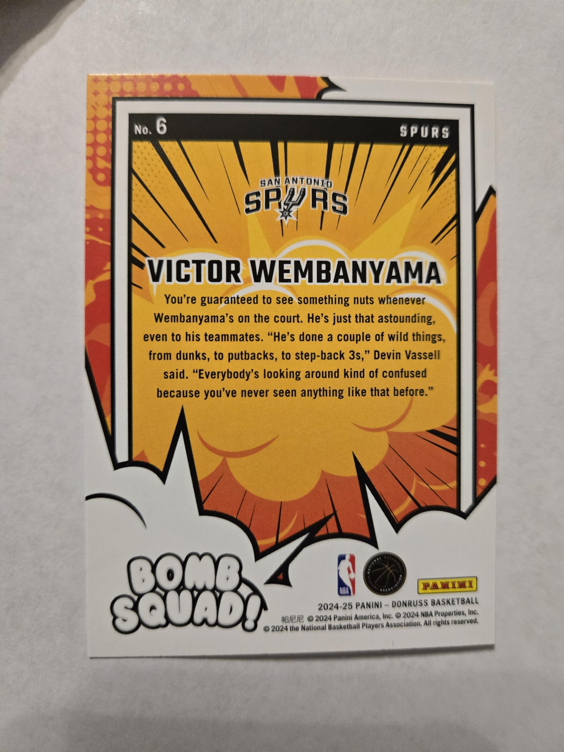 Amazon.com: 2024-25 DONRUSS BASKETBALL VICTOR WEMBANYAMA BOMB